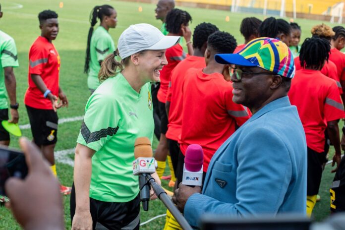 GOC president Ben Nunoo Mensah visits Black Queens in camp to motivate team to beat Zambia on Friday