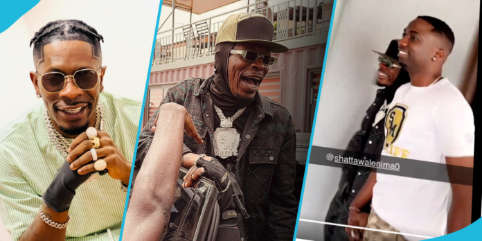 Shatta Wale Storms 3Music TV In Grand Style, Sprays Jay Foley With Bundles Of Cash