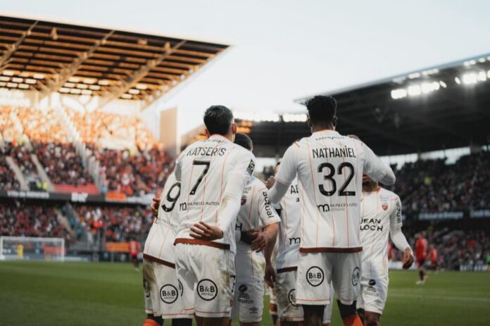 Ghanaian defender Nathaniel Adjei reacts Lorient’s huge victory at Stade Rennais