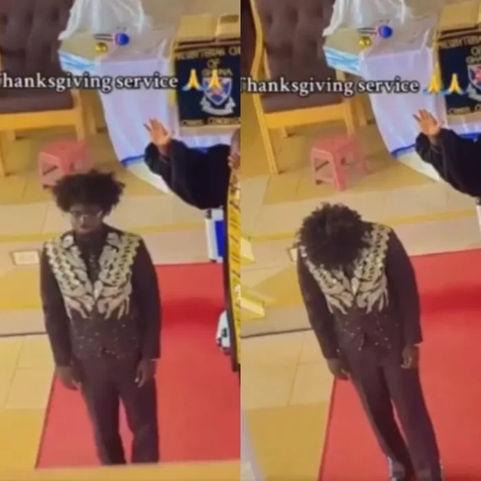 VIDEO: Kuami Eugene ’emotionally’ thanks God during visit to Presby Church after surviving near fatal accident