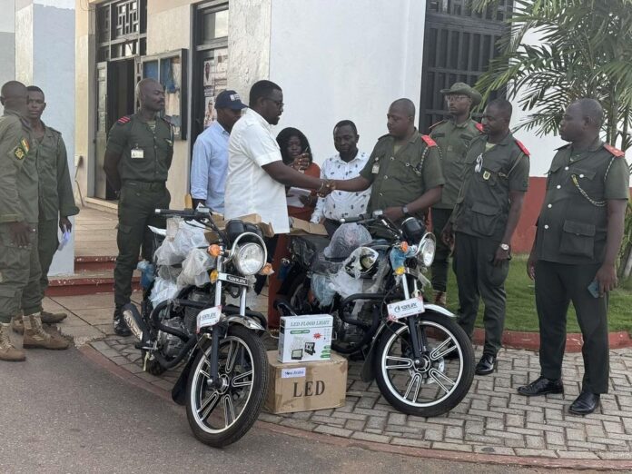 Dumelo donates motorbikes,streetlights to Security Department of UG