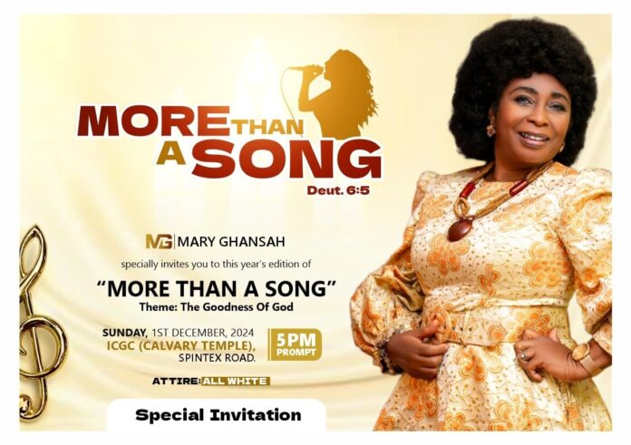 Rev. Mary Ghansah’s ‘More Than A Song’ event slated for 
Rev. Mary Ghansah’s ‘More Than A Song’ event slated for December 1